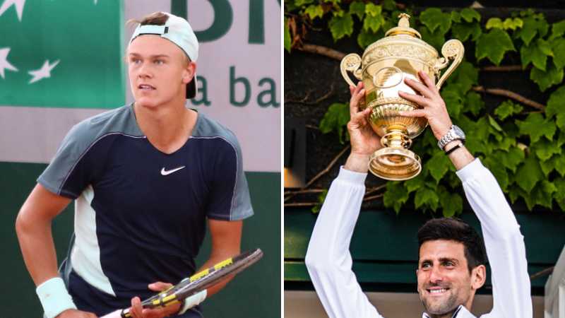 Left: Holger Rune, Right: Novak Djokovic, tags: rune møde rome masters - CC
