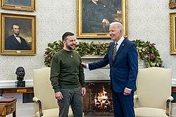 President Joe Biden and President Volodymyr Zelensky in the Oval Office of the White House 2, tags: danmarks støtte til ukraine mod - CC BY-SA