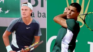 Left: Holger Rune, Right: Carlos Alcaraz, tags: wimbledon og videre til tredje - CC