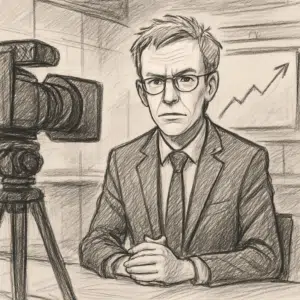 DR-vært Clement Kjersgaard foran kamera i tv-studie, illustrerer fokus på Clement Kjersgaard løn i 2024