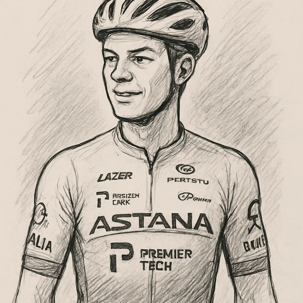 Jakob Fuglsang i professionel cykeltrøje med synlige sponsorlogoer – illustrerer artiklen om hans løn i 2024.