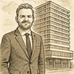 Jesper Koch i jakkesæt foran Alsik-hotellets facade i Sønderborg – tema om jesper koch løn alsik