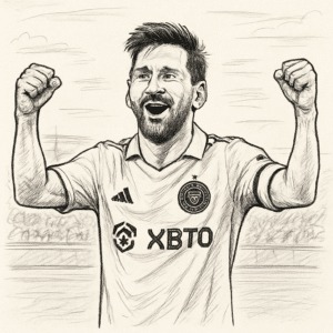 Lionel Messi jubler på banen iført klubtrøje – symbol på hans rekordstore løn i 2024.