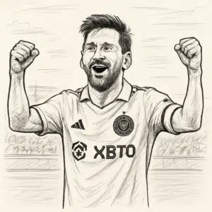 Lionel Messi jubler på banen iført klubtrøje – symbol på hans rekordstore løn i 2024.