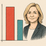 Infografik med farvede søjlediagrammer og tekst, der viser Lotte Mejlhede løn i 2023 og branchegennemsnit.