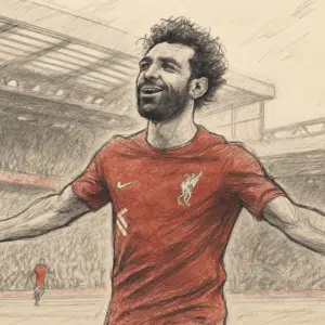 Mohamed Salah i Liverpool-trøje jubler på Anfield efter scoring – om Mohamed Salah løn 2024 og millionindtjening.