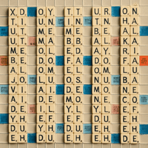 Spillebræt med bogstaver og alle 2-bogstavsord til Wordfeud, Scrabble og krydsord