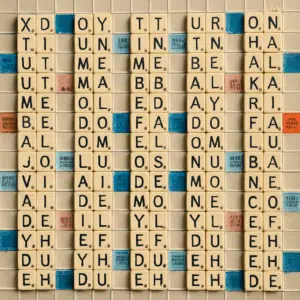 Spillebræt med bogstaver og alle 2-bogstavsord til Wordfeud, Scrabble og krydsord