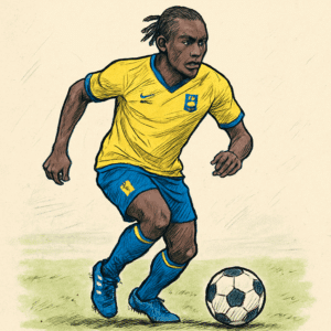 Patrick Dorgu i gul-blå Brøndby-trøje dribler en fodbold på banen – patrick dorgu løn og kontrakt 2024