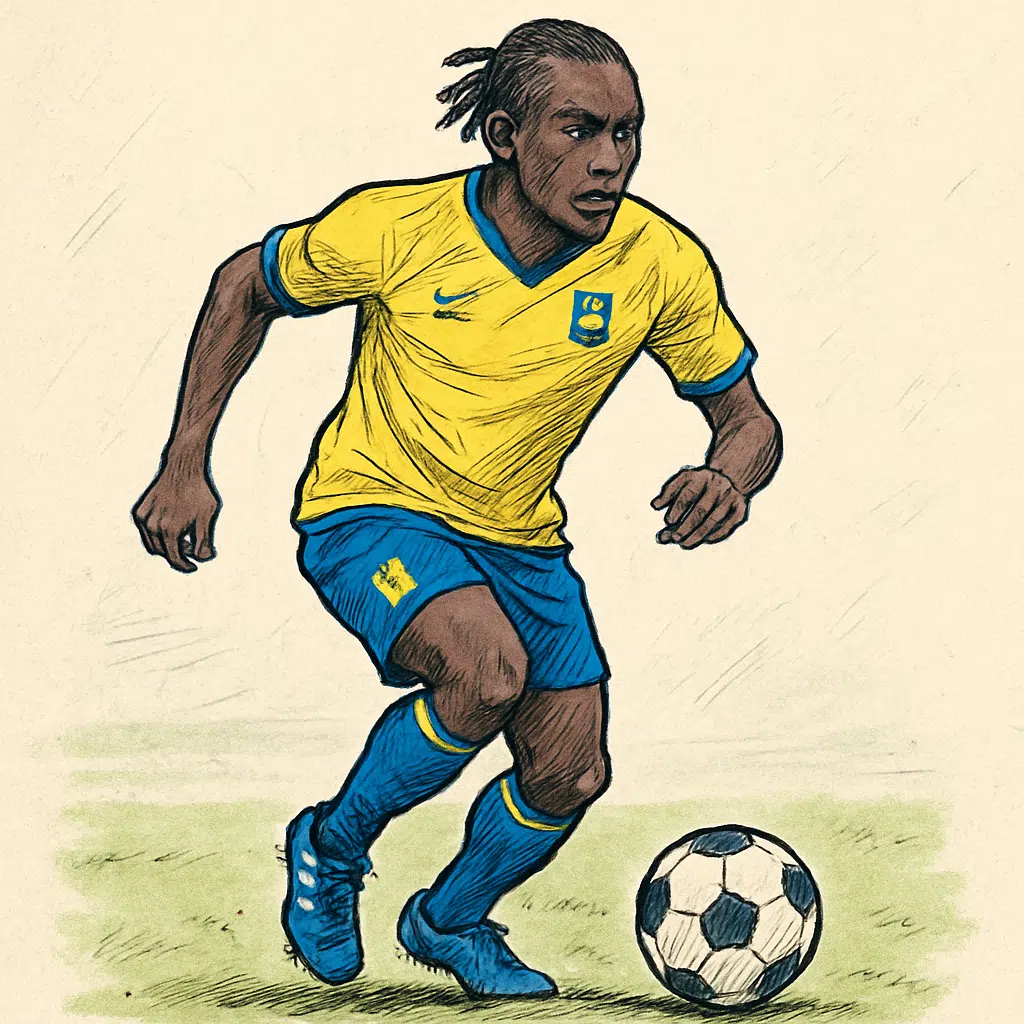 Patrick Dorgu i gul-blå Brøndby-trøje dribler en fodbold på banen – patrick dorgu løn og kontrakt 2024