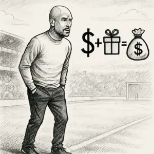 Pep Guardiola på sidelinjen under kamp, der illustrerer Pep Guardiola løn 2024, bonusser og formue.