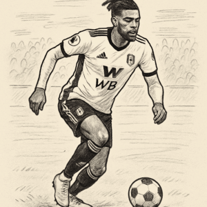 Philip Billing i Fulham-trøje dribler bolden i Premier League – billede til artikel om Philip Billings løn