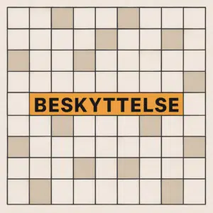 Krydsord med ordet "beskyttelse" fremhævet og tomme felter til synonymer som løsningsforslag.