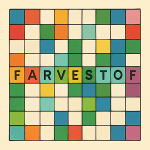 Krydsord med farvestof-tema: farverige felter, bogstaver og skygger der hjælper med farveledetråde