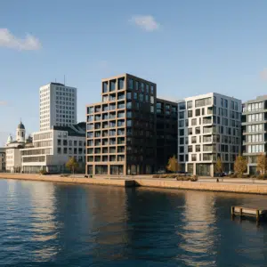 Helsinkis havnefront med moderne arkitektur ved Østersøen – ikonisk finsk by