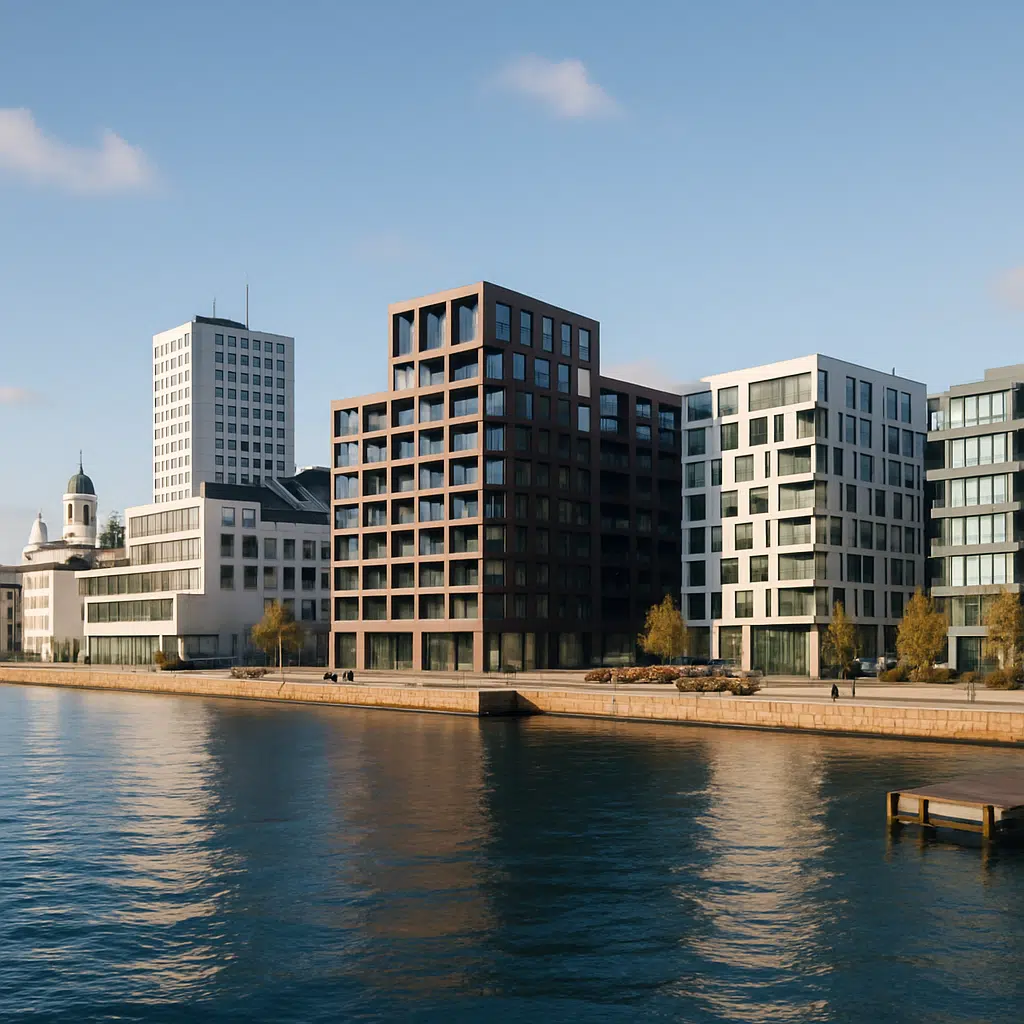 Helsinkis havnefront med moderne arkitektur ved Østersøen – ikonisk finsk by