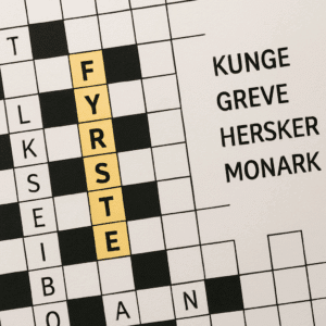 Krydsord med 'fyrste' fremhævet og forslag til synonymer.