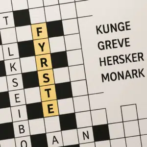 Krydsord med 'fyrste' fremhævet og forslag til synonymer.