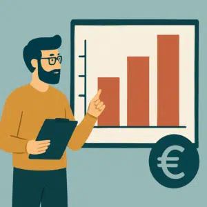 Illustration af lønstatistik for danske dataloger i 2024 med søjlediagram, der viser startløn, gennemsnitsløn og topindtjening.